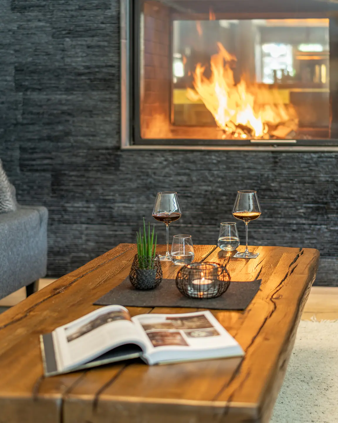 Kaminlounge im Hotel