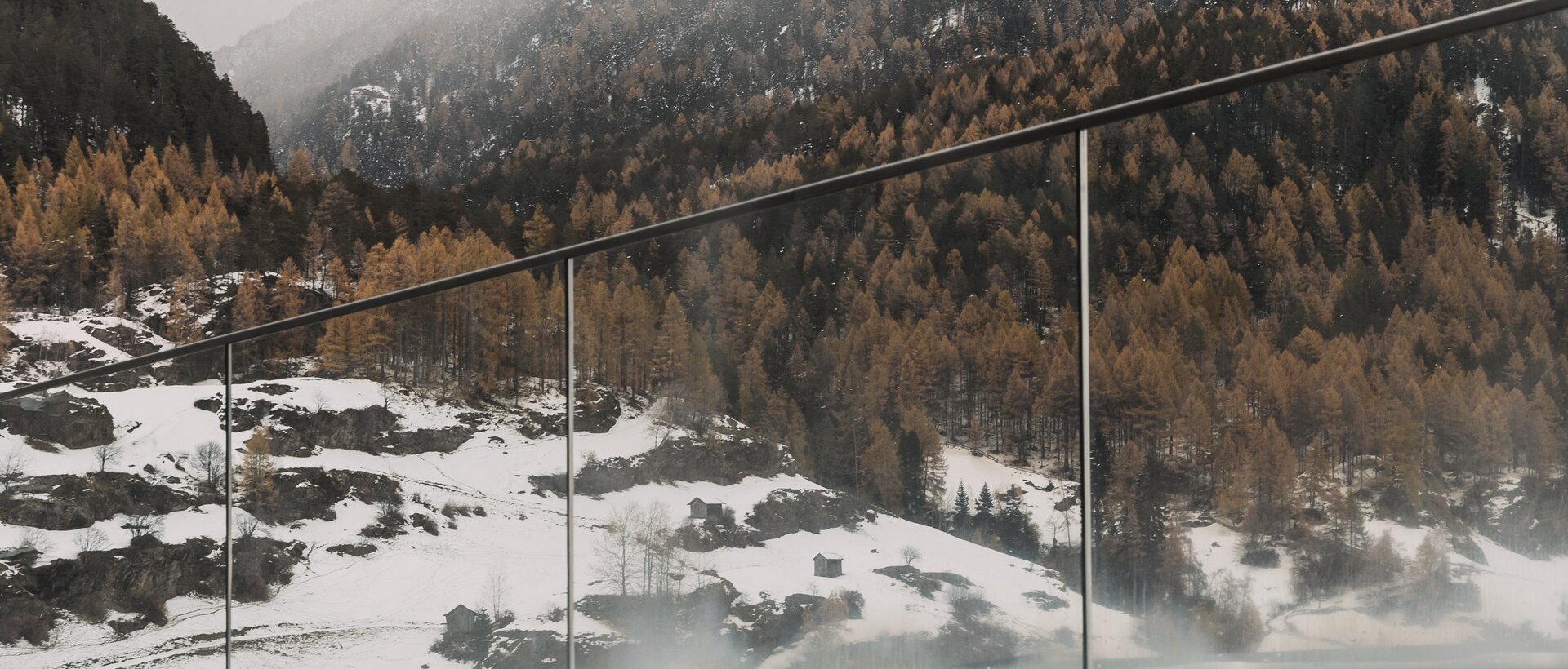 Outdoor wellness with a heated pool in winter