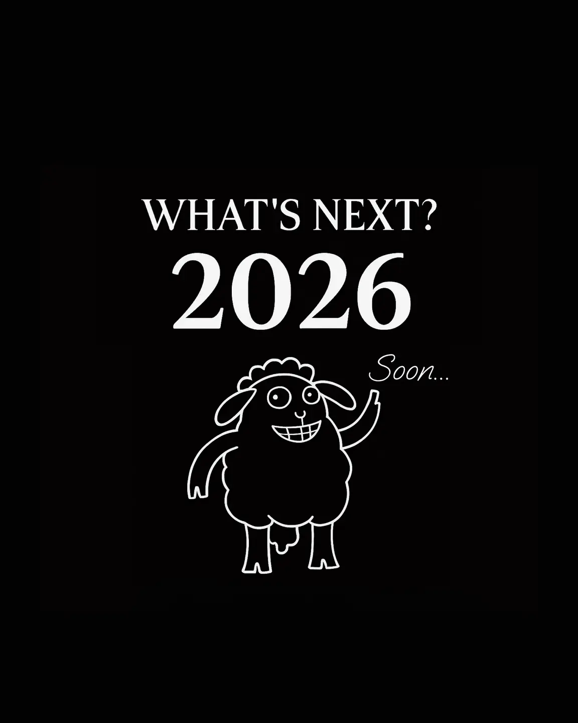 Lachendes Cartoon Schaf mit Jahreszahl 2026