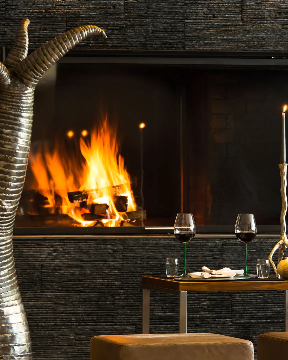 Kamin in der Hotelloby