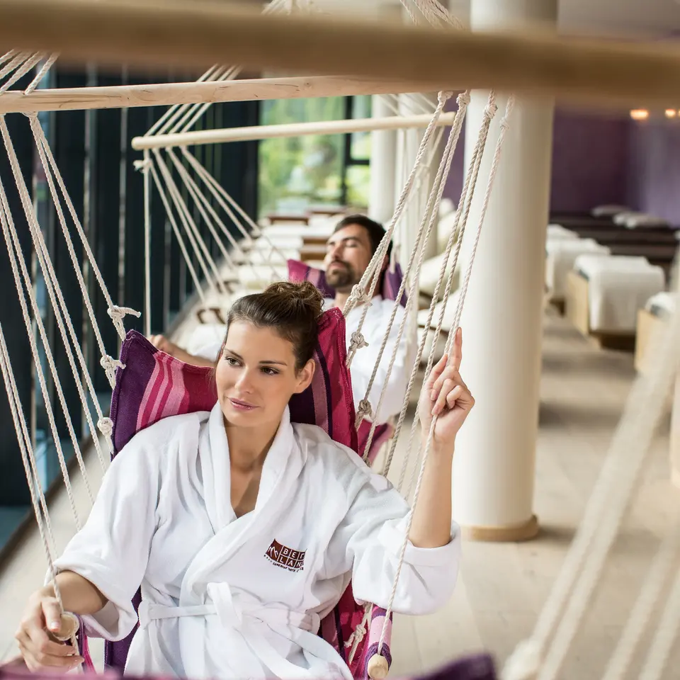 couple relaxing in the wellness area