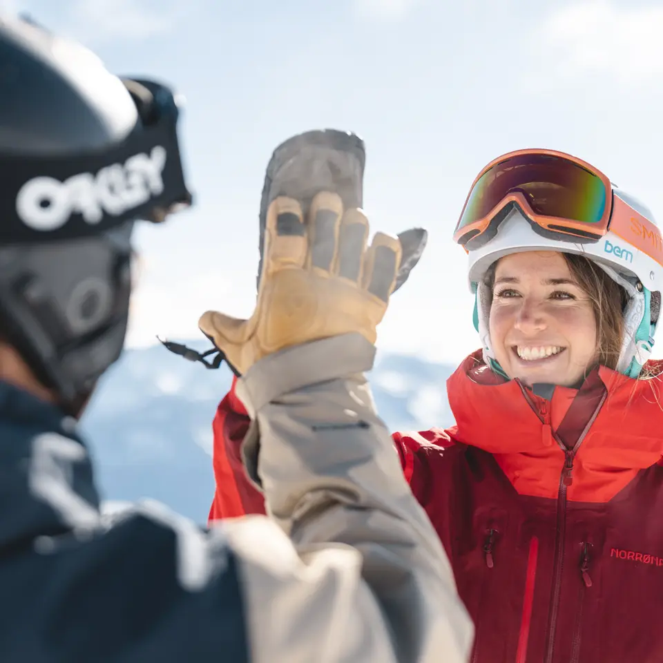 Skiing in sunshine