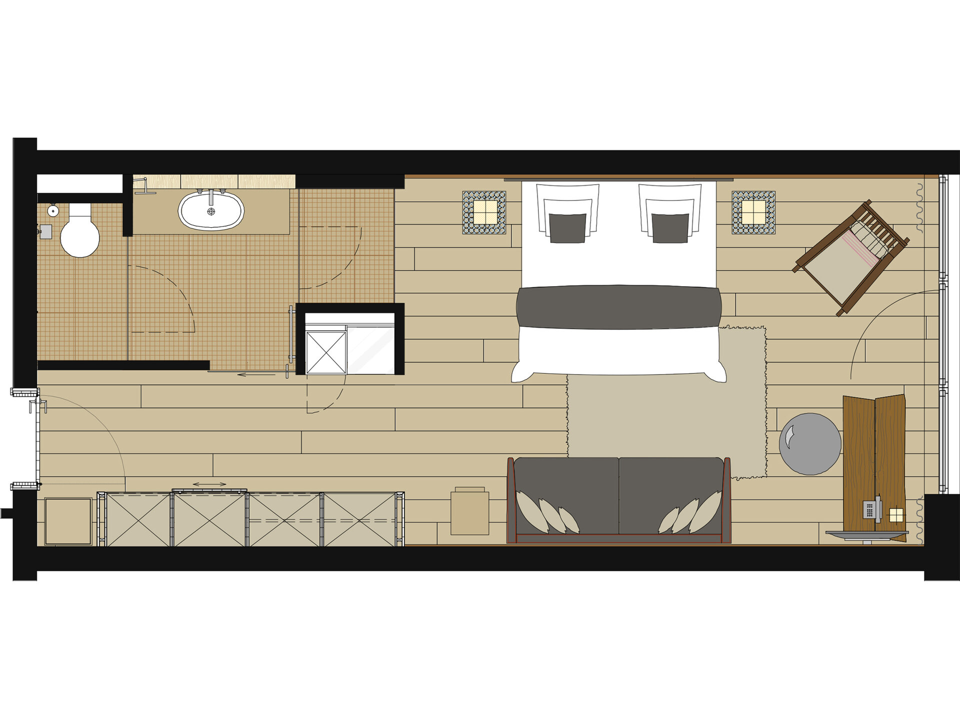 sketch of a double room in Sölden