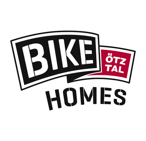 Schwarzes und rotes Bike Homes Logo